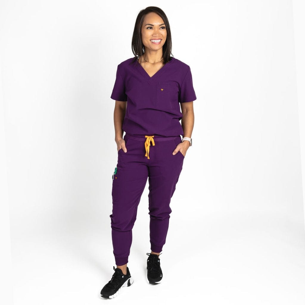 Just Love Women's Scrub Sets - Comfortable Medical & Nursing Scrubs (Ceil  with Navy Trim, Small)