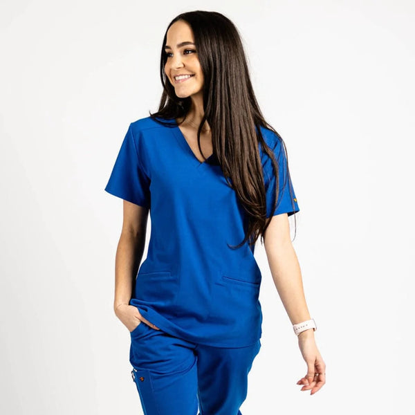 The Caswell - Purple Two-Pocket Scrub Top for Women